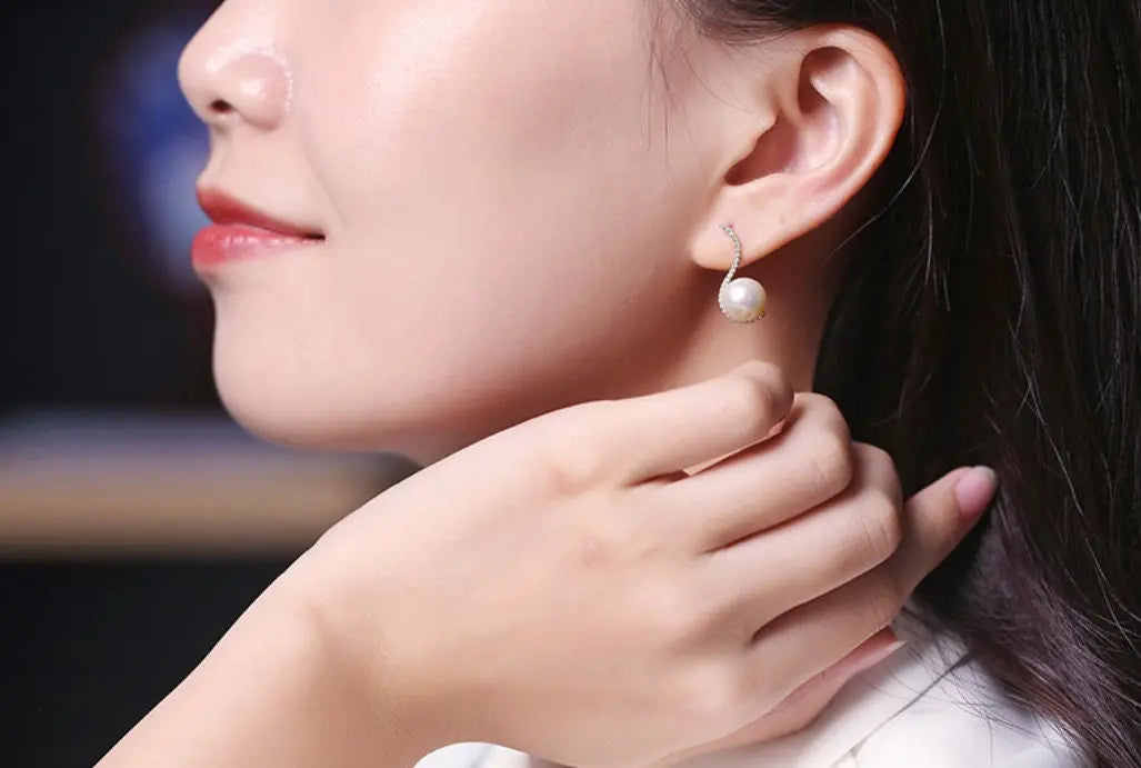 10mm Natural High Luster White Pearl Earrings Handmade 18k Solid Yellow Gold White Pearl Earrings, Seawater Pearl Earrings, Gift for Mom Etsy