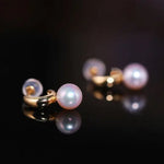 7mm Natural High Luster White Pearl & White Diamond Earrings Handmade 18k Solid Yellow Gold White Pearl Earrings, Gift for Mom, Gift Idea Etsy