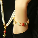 5mm Natural High Luster White Pearl & South Red Agate Rose Bracelet Handmade 18k Gold Plated Vermeil Jade Bracelet, Multi Pearl Bracelet Etsy