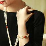 5mm Natural High Luster White Pearl & South Red Agate Rose Bracelet Handmade 18k Gold Plated Vermeil Jade Bracelet, Multi Pearl Bracelet Etsy