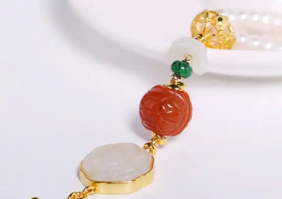 5mm Natural High Luster White Pearl & South Red Agate Rose Bracelet Handmade 18k Gold Plated Vermeil Jade Bracelet, Multi Pearl Bracelet Etsy