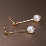 9mm Natural White Pearl Earrings, 14k Gold Filled White Pearl Earrings - LaCorserArtJewelry