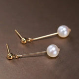 9mm Natural White Pearl Earrings, 14k Gold Filled White Pearl Earrings - LaCorserArtJewelry