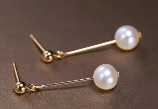 9mm Natural White Pearl Earrings, 14k Gold Filled White Pearl Earrings - LaCorserArtJewelry