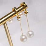 9mm Natural White Pearl Earrings, 14k Gold Filled White Pearl Earrings - LaCorserArtJewelry