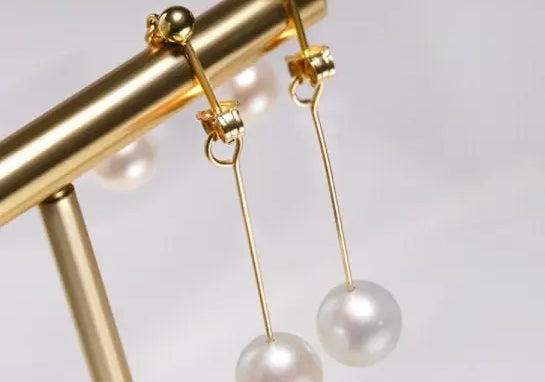 9mm Natural White Pearl Earrings, 14k Gold Filled White Pearl Earrings - LaCorserArtJewelry