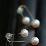 6-8mm Natural High Luster White Pearl & White Diamond Earrings Handmade 18k Solid Yellow Gold White Pearl Earrings, Gift for Mom, Gift Idea Etsy