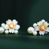 High Luster Akoya Pearl Earrings - Silver 925 Sakura Flower Design Etsy