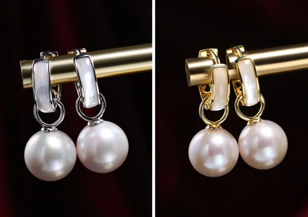 Freshwater White Pearl Circle Earrings - 18K Gold Plated Vermeil Etsy