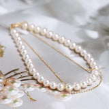 18K Yellow Gold 4-5mm Natural High Luster Pearl Two Layer Bracelets, Handmade Bracelets, Anniversary Gift Idea, Gift for Mom Etsy