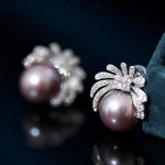 11-12mm Natural High Luster Purple Pearl Earrings 925 Silver Firework Earrings, Edison Pearl Earrings, Anniversary Gift Idea, Gift for Mom Etsy
