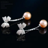 9mm Nude Pearl Silver Bowknot Earrings - Anniversary Etsy