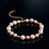 Mixed Colors Pearl 14k Gold Filled Beaded Pearl Bracelets, Natural Nude Colors Pearl Bracelets Etsy