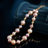 Mixed Colors Pearl 14k Gold Filled Beaded Pearl Bracelets, Natural Nude Colors Pearl Bracelets Etsy