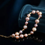 Mixed Colors Pearl 14k Gold Filled Beaded Pearl Bracelets, Natural Nude Colors Pearl Bracelets Etsy