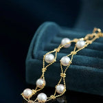 18k Yellow Gold Natural Japan Akoya Pearl Bracelets, High Luster White Pearl Lace Bracelets, Beaded Pearl Bracelet, Anniversary Gift Idea Etsy