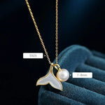 8mm Natural High Luster Pearl & Mother of Pearl Handmade 18K Gold Plated Vermeil Necklace, Dolphin Fin Necklace, Ocean Lover, Gift Idea - LaCorserArtJewelry