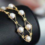 18k Yellow Gold Natural Japan Akoya Pearl Bracelets, High Luster White Pearl Lace Bracelets, Beaded Pearl Bracelet, Anniversary Gift Idea Etsy