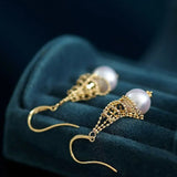 8mm Natural Japan Akoya Pearl Earrings 18k Solid Yellow Gold High Luster White Pearl Lace Earrings, Seawater Pearl, Anniversary Gift Idea Etsy