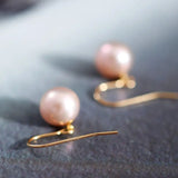 9-10mm High Luster Pearl Natural Nude Color Handmade 14k Gold Filled Earrings, Vanilla Pearl Earrings, Anniversary Gift Idea, Gift for Mon Etsy