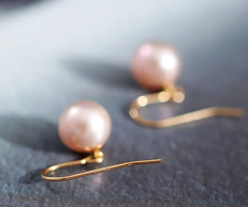 9-10mm High Luster Pearl Natural Nude Color Handmade 14k Gold Filled Earrings, Vanilla Pearl Earrings, Anniversary Gift Idea, Gift for Mon Etsy