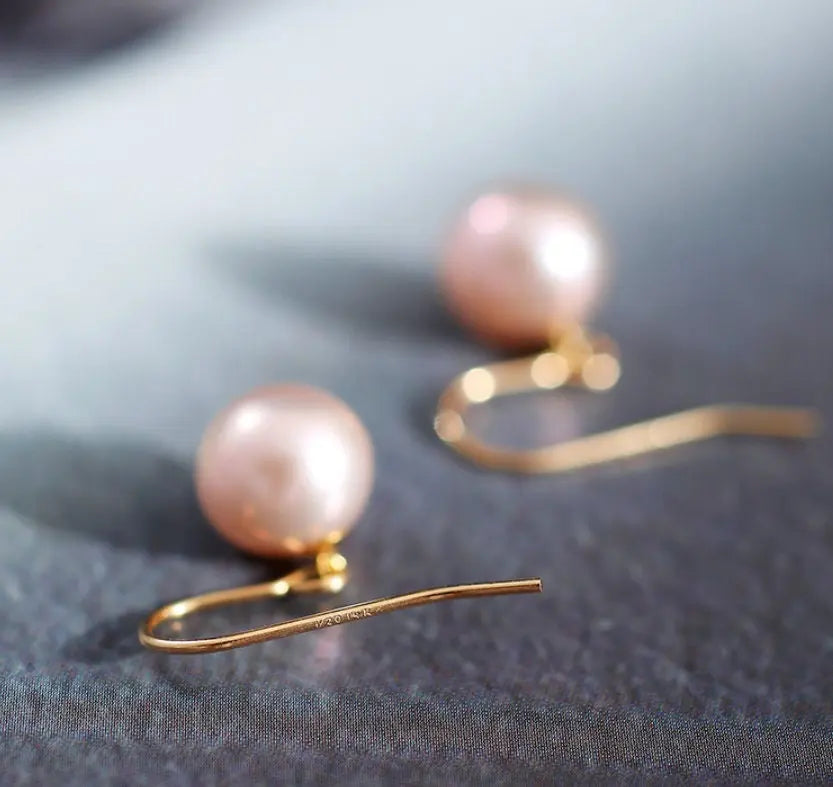 9-10mm High Luster Pearl Natural Nude Color Handmade 14k Gold Filled Earrings, Vanilla Pearl Earrings, Anniversary Gift Idea, Gift for Mon Etsy