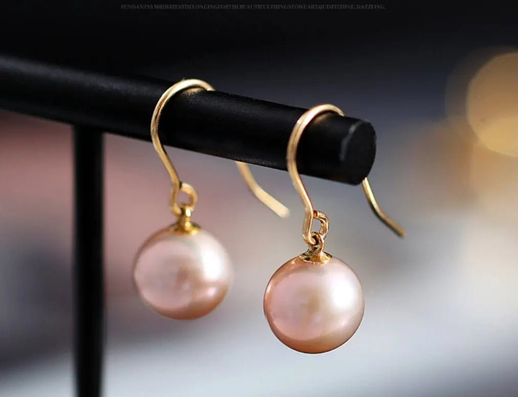 9-10mm High Luster Pearl Natural Nude Color Handmade 14k Gold Filled Earrings, Vanilla Pearl Earrings, Anniversary Gift Idea, Gift for Mon Etsy