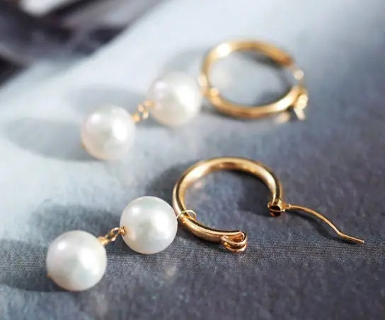 9.5mm High Luster Akoya Pearl Drop Earrings - 14K Gold Filled Etsy