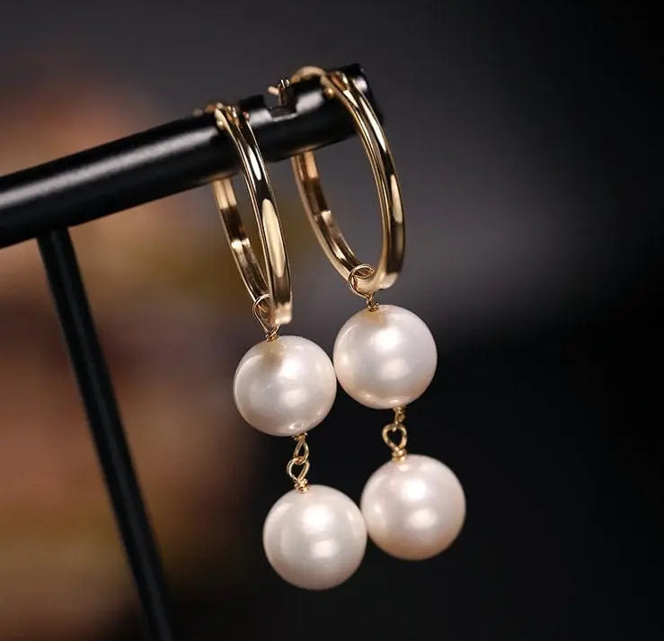 9.5mm High Luster Akoya Pearl Drop Earrings - 14K Gold Filled Etsy