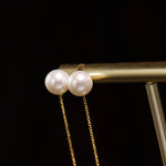 7-12mm Natural Pearl Drop Earrings - 18K Yellow Gold Etsy