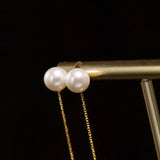 7-12mm Natural Pearl Drop Earrings - 18K Yellow Gold Etsy