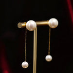7-12mm Natural Pearl Drop Earrings - 18K Yellow Gold Etsy