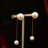 7-12mm Natural Pearl Drop Earrings - 18K Yellow Gold Etsy