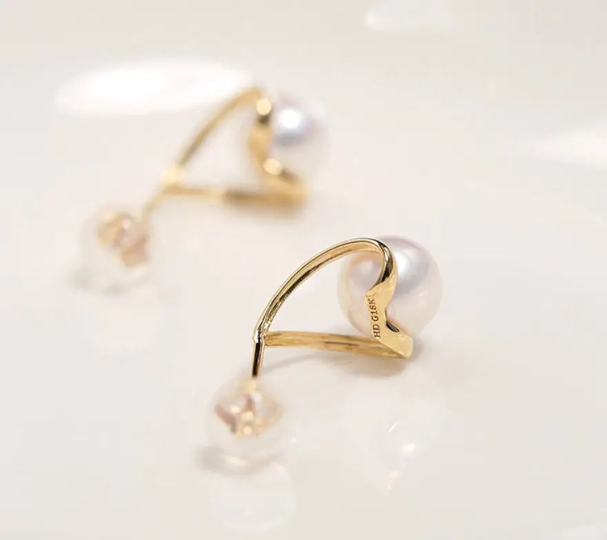 6-7mm Natural White Pink Pearl Earrings - 18K Gold Akoya Studs Etsy