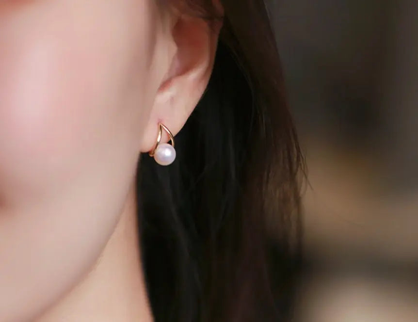 6-7mm Natural White Pink Pearl Earrings - 18K Gold Akoya Studs Etsy