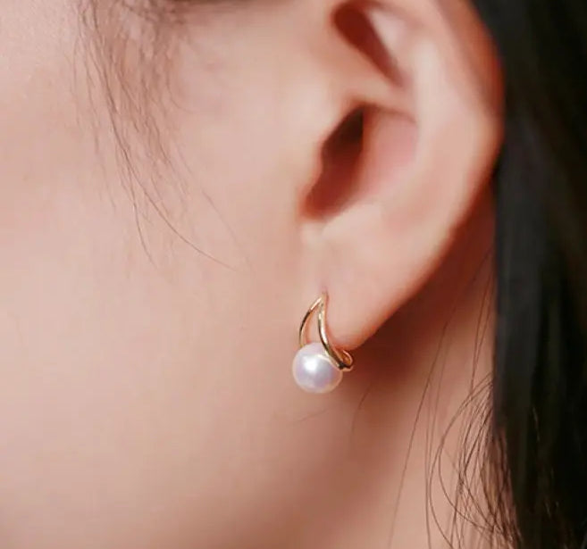 6-7mm Natural White Pink Pearl Earrings - 18K Gold Akoya Studs Etsy