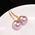 11-12mm Natural High Luster Pink Purple Pearl Earrings 18k Solid Yellow Gold Pearl Earrings, Pink Pearl Earrings, Gift Idea, Gift for Mom Etsy
