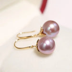 11-12mm Natural High Luster Pink Purple Pearl Earrings 18k Solid Yellow Gold Pearl Earrings, Pink Pearl Earrings, Gift Idea, Gift for Mom Etsy