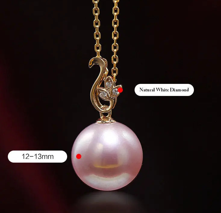 11-12mm Natural High Luster Purple Pearl Necklace 18k Solid Yellow Gold White Diamond Note Necklace, Anniversary Gift Idea, Gift for Mom Etsy