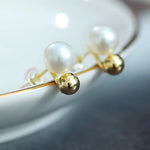 7-8mm Natural High Luster White Pearls Earrings, 18k Gold Plated Vermeil Stud Earrings, Golden Ball Earrings, Anniversary Gift Idea Etsy