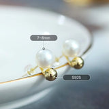 7-8mm Natural High Luster White Pearls Earrings, 18k Gold Plated Vermeil Stud Earrings, Golden Ball Earrings, Anniversary Gift Idea Etsy