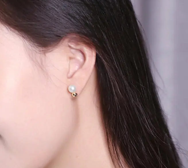 7-8mm Natural High Luster White Pearls Earrings, 18k Gold Plated Vermeil Stud Earrings, Golden Ball Earrings, Anniversary Gift Idea Etsy