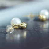7-8mm Natural High Luster White Pearls Earrings, 18k Gold Plated Vermeil Stud Earrings, Golden Ball Earrings, Anniversary Gift Idea Etsy