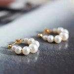3-7mm Natural High Luster White Pearl Earrings Handmade 14k Yellow Gold Filled White Beaded Pearl Hoop Earrings, Gift Idea, Anniversary Idea Etsy