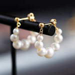 3-7mm Natural High Luster White Pearl Earrings Handmade 14k Yellow Gold Filled White Beaded Pearl Hoop Earrings, Gift Idea, Anniversary Idea Etsy