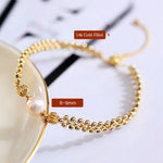 8-9mm Natural High Luster White Pearl Bracelets 14K Gold Filled Granulation Golden Bracelets, Gift for Her, Anniversary Gift Idea Etsy