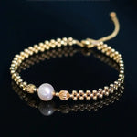 8-9mm Natural High Luster White Pearl Bracelets 14K Gold Filled Granulation Golden Bracelets, Gift for Her, Anniversary Gift Idea Etsy