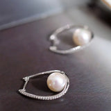 9-10mm Natural High Luster White Pink Pearl Hoop Earrings 925 Silver Earrings, Anniversary Gift Idea, Gift for Mom Etsy
