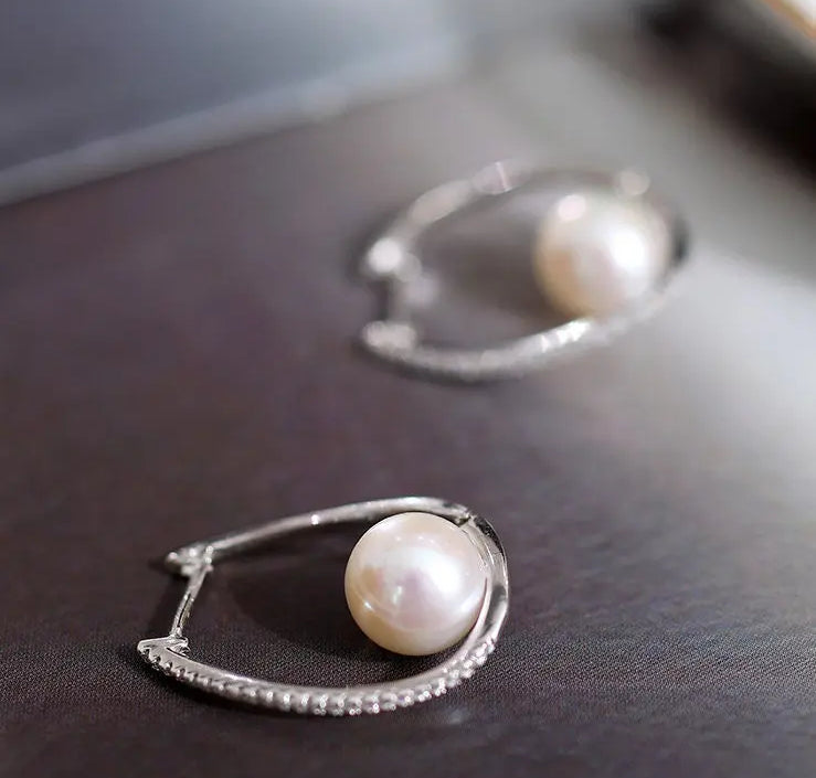 9-10mm Natural High Luster White Pink Pearl Hoop Earrings 925 Silver Earrings, Anniversary Gift Idea, Gift for Mom Etsy