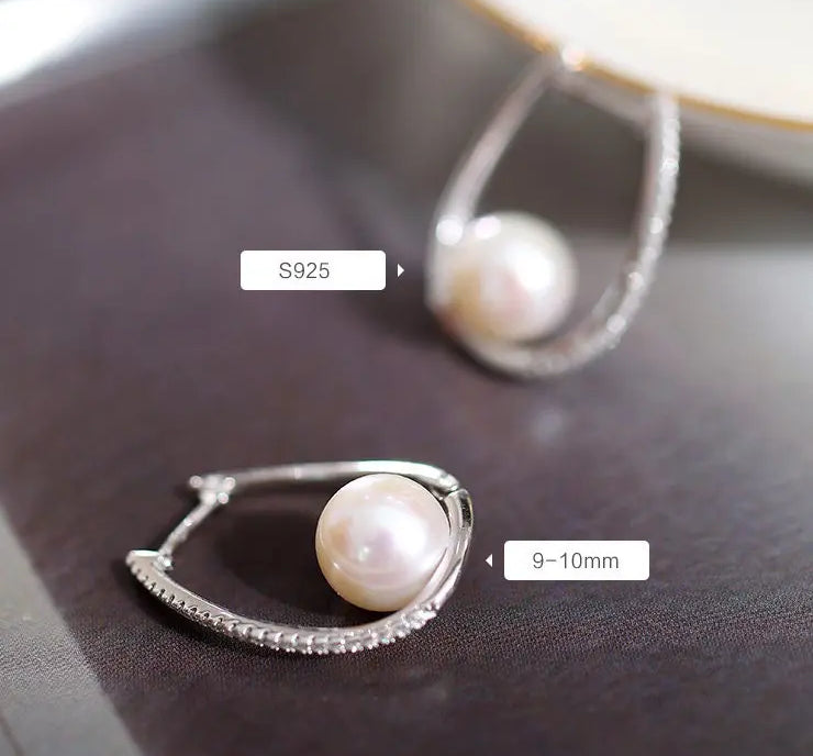 9-10mm Natural High Luster White Pink Pearl Hoop Earrings 925 Silver Earrings, Anniversary Gift Idea, Gift for Mom Etsy
